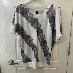 KI Floral Paisley Black and White Blouse